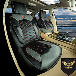 GT Premium Alkantara Kumaş Siyah Kırmızı Deri Oto Kılıfı