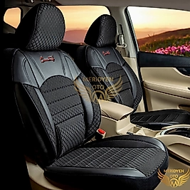 Klas Kapitone Jakar Kumaş Siyah Siyah Deri Oto Kılıfı