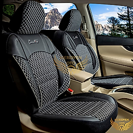 Klas Kapitone Jakar Kumaş Siyah Beyaz Deri Oto Kılıfı