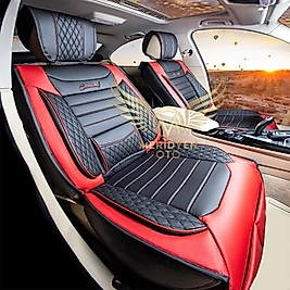 Elit Deri S. Kırmızı Siyah Araç Oto Koltuk Kılıfı