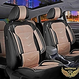 Elit Siyah Krem Tay Tüyü Deri Araç Koltuk Kılıfı