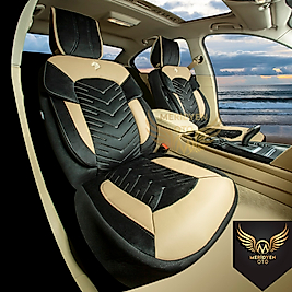GT Premium Alkantara Kumaş Siyah Krem Deri Oto Kılıfı