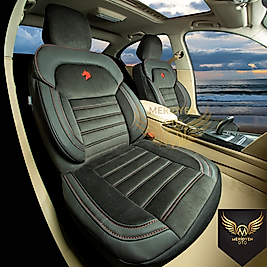 Royal Tay Tüyü Siyah Kırmızı Deri Oto Kılıfı