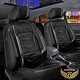 Elit Siyah Siyah Tay Tüyü Deri Araç Koltuk Kılıfı