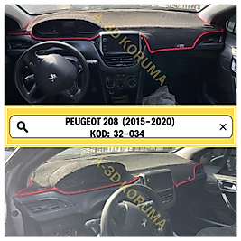 Peugeot 208  2015 - 2020 Konsol Torpido 3D Koruma Koruyucu Kılıfı