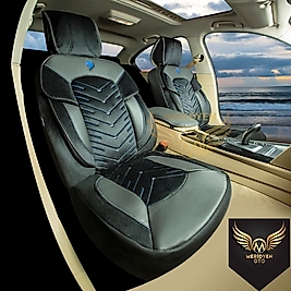 GT Premium Alkantara Kumaş Siyah Mavi Deri Oto Kılıfı