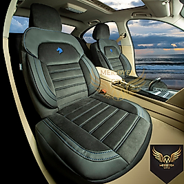 Royal Tay Tüyü Siyah Mavi Deri Oto Kılıfı