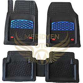 3D Siyah Mavi Krom Kauçuk Havuzlu Paspas