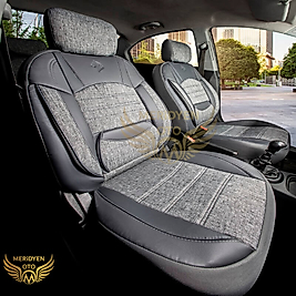 Modern Keten Kumaş Füme Deri Oto Koltuk Kılıfı