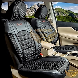 Klas Petek Jakar Kumaş Siyah Füme Deri Oto Kılıfı