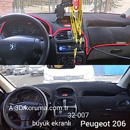 Peugeot 206 Büyük Ekranlı Konsol Torpido 3D Koruma Koruyucu Kılıfı