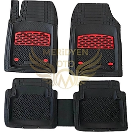 3D Siyah Kırmızı Krom Kauçuk Havuzlu Paspas