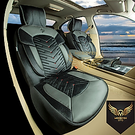 GT Premium Alkantara Kumaş Siyah Siyah Deri Oto Kılıfı