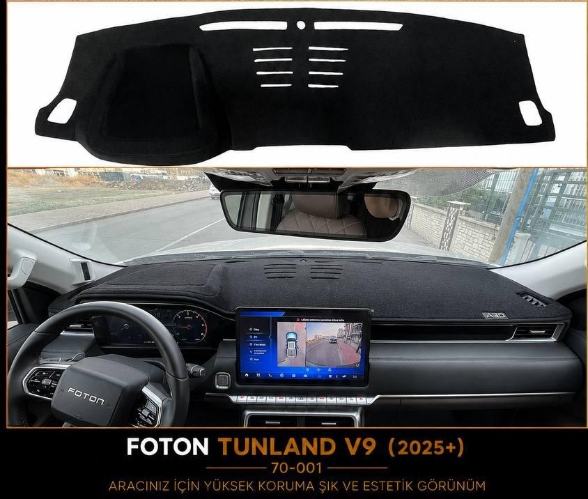 Foton Tunland V9 (2025 ve Sonrası) Uyumlu Lazer Kesim Torpido Koruma Halısı ve Konsol Koruyucu Örtü