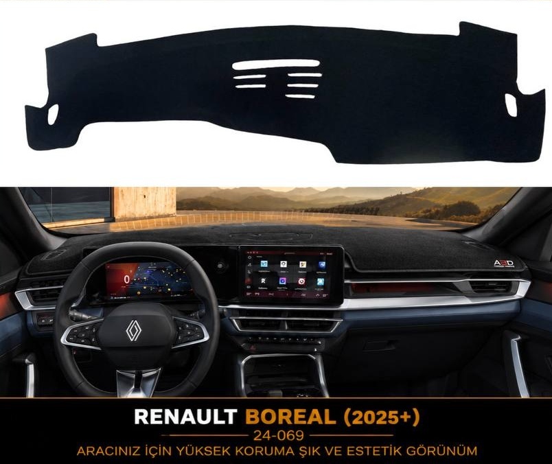 Renault Boreal (2025 ve Sonrası) Uyumlu Lazer Kesim Torpido Koruma Halısı ve Konsol Koruyucu Örtü